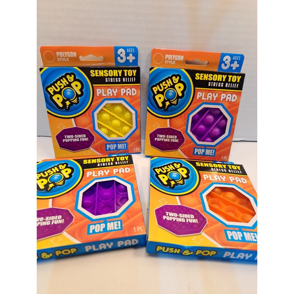 Pop It Never Ending Bubble Popping Game - Orange & Purple Yellow Lot of 4